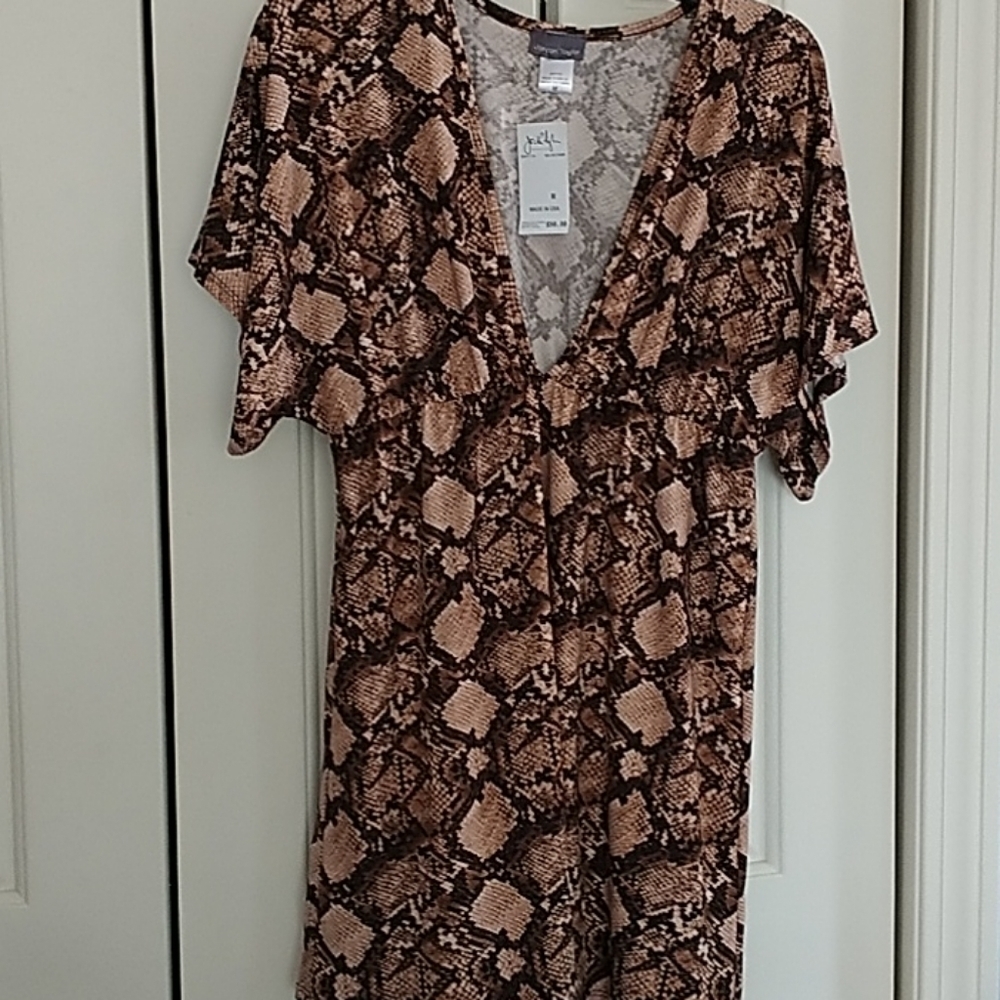 Jordan Taylor Snakeskin Print Empire Waist Coverup M